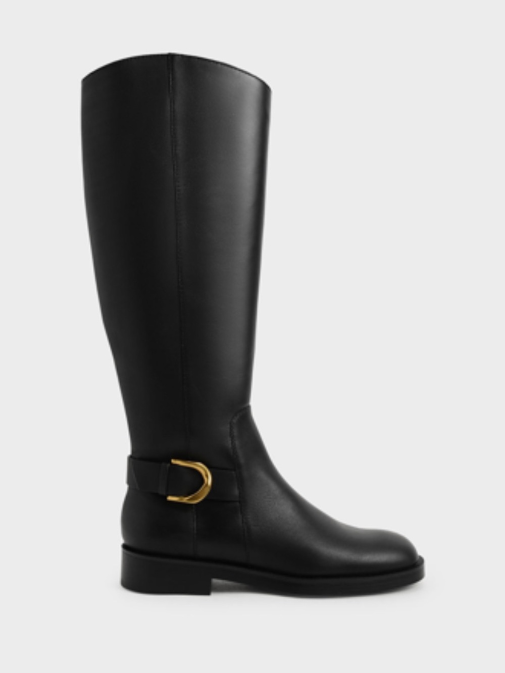 Charles & Keith collection Gabine black Leather Knee-High Boots | Size 38